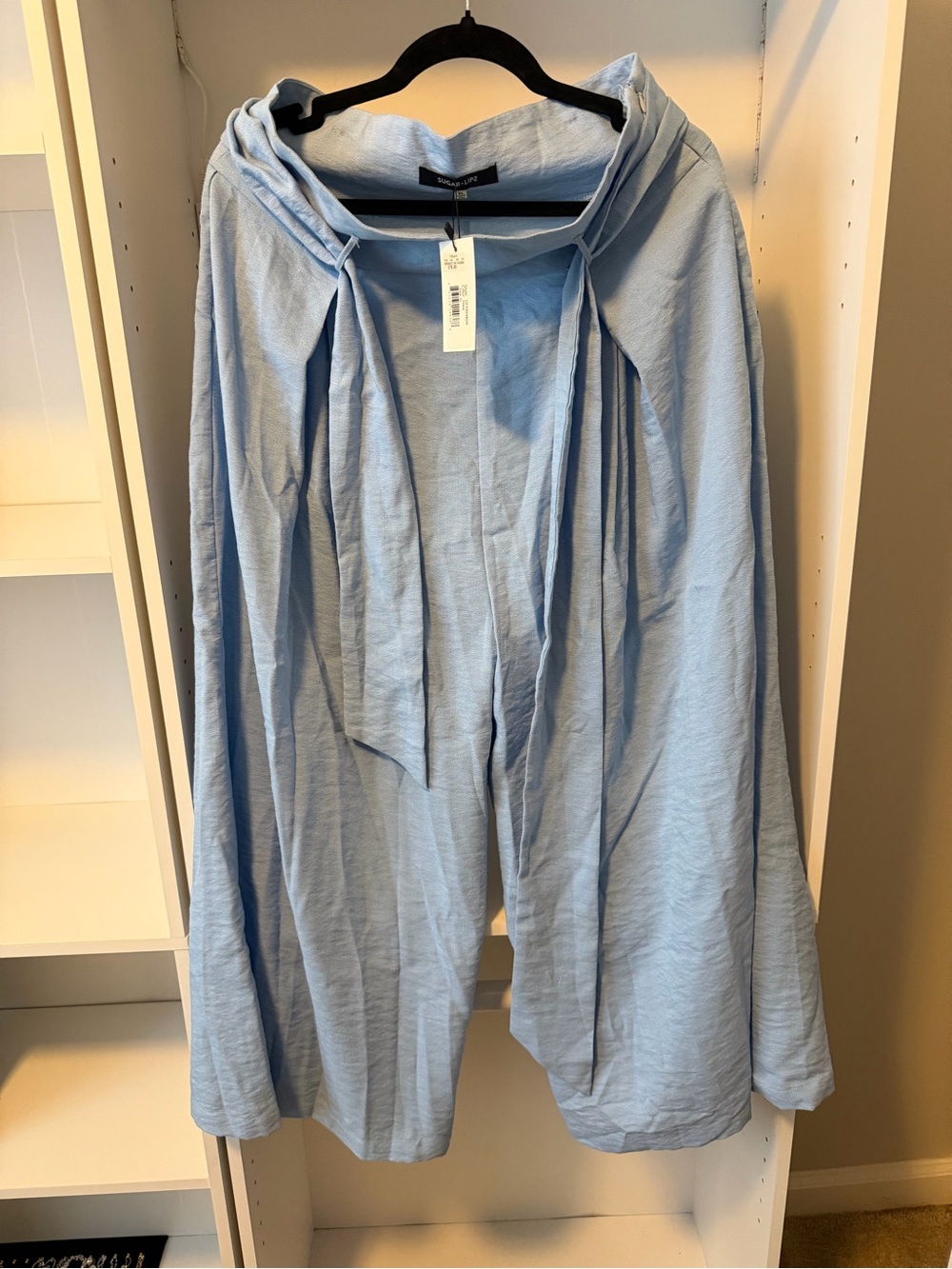 Sugar + Lips Light Blue Wide Leg Pants Size XL NWT Flaw